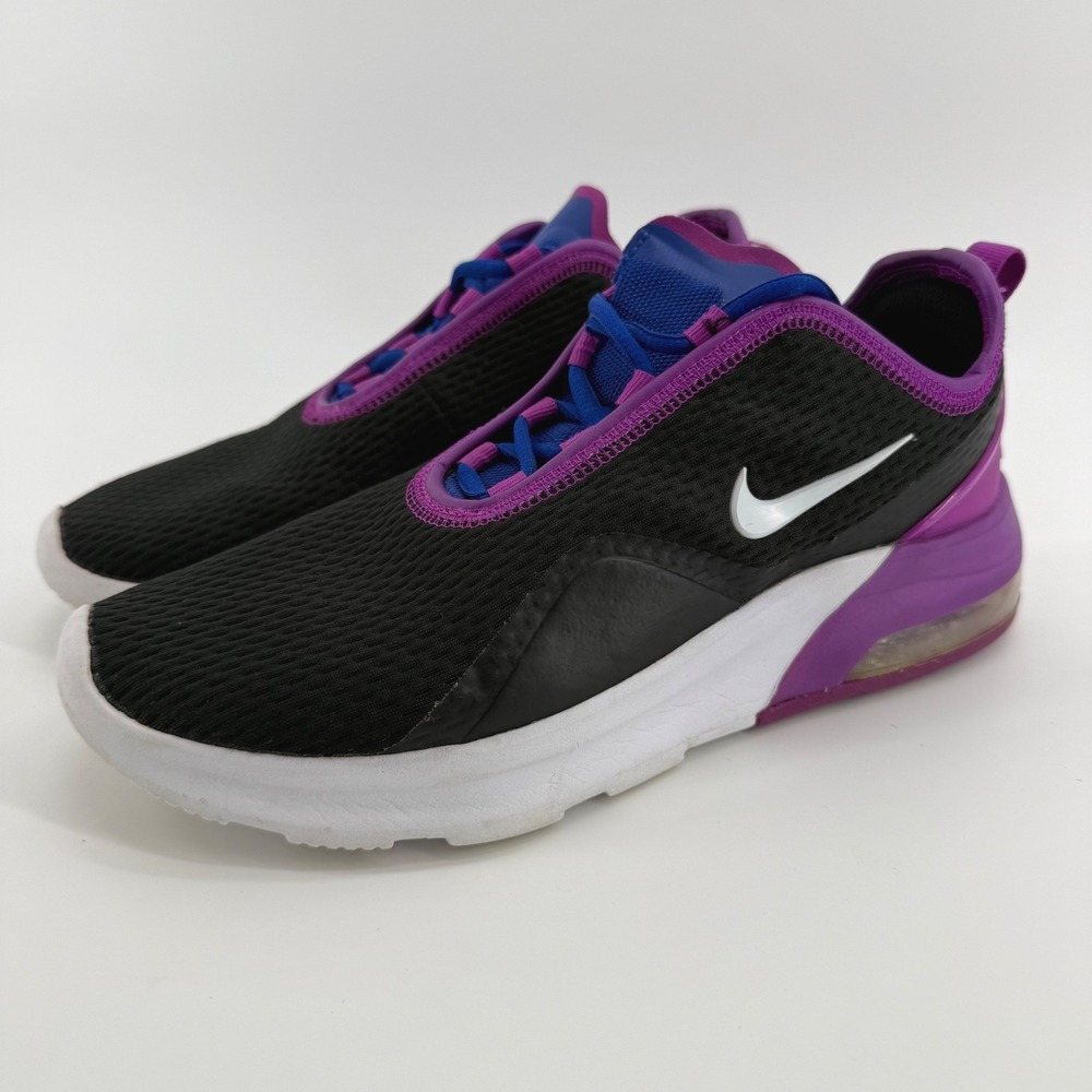Nike Air Max Motion 2 Running Shoes Womens Size 7.5 Black Vivid Purple Athletic